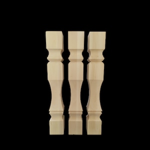 Set of 3 Kitchen Island Table Legs, Unique Wooden Legs, Farmhouse Modern Wood Legs, Unfinished Turned Table Legs, Furniture, Rustic, DIY