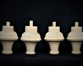 Set of 4 Midcentury Style Unfinished Bookself Turned Legs Feet Furniture Hack Wood Ready To Paint Or Stain Legs