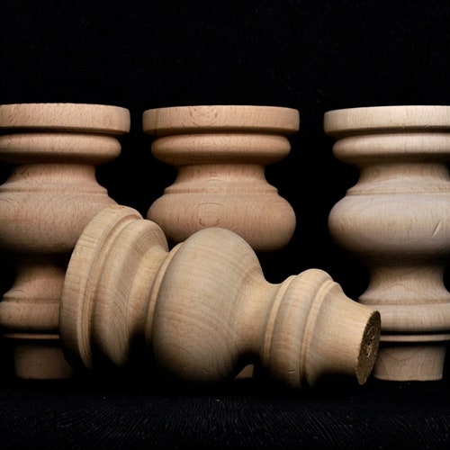 Set of 4 Vintage Style Raw Woodturning Nightstand Legs Feet Replacement For Decoration Most Preferred Material For Dıy Projects