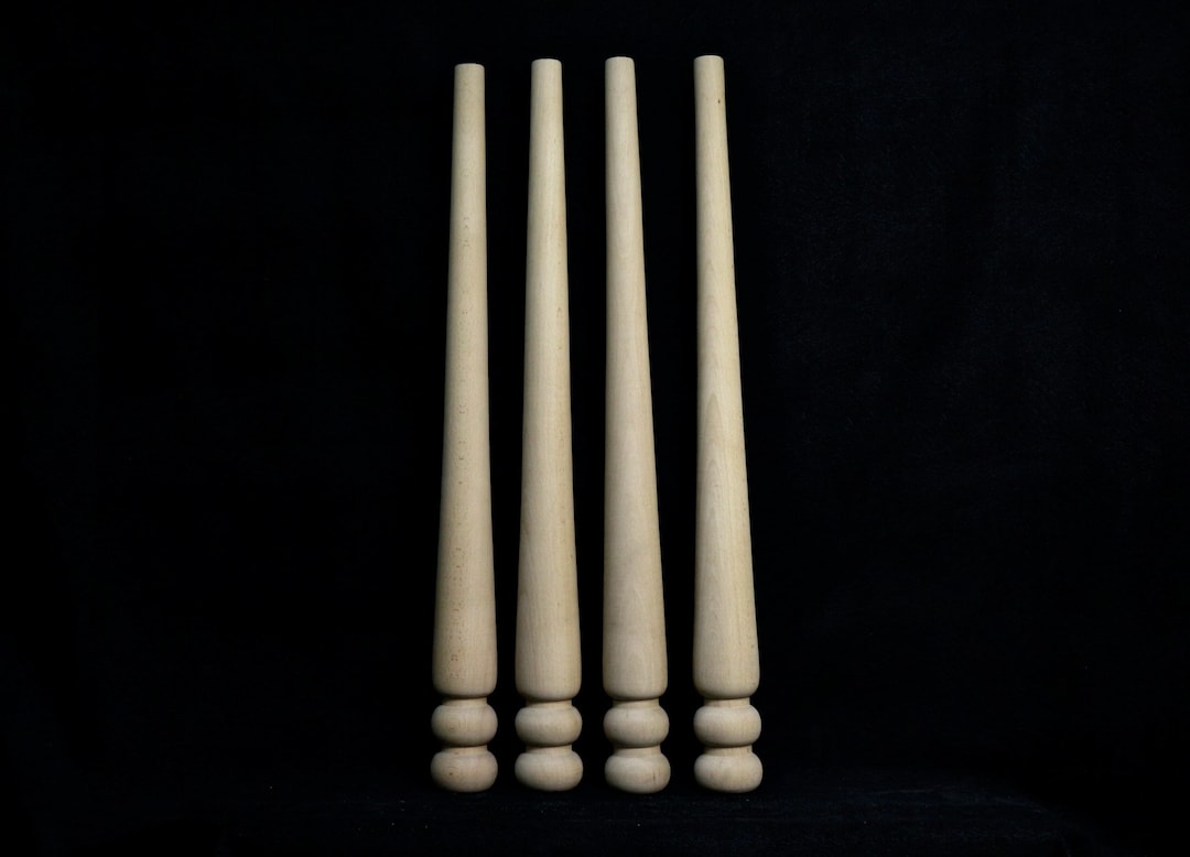 Set of 4 Mid Century Unfinished Wood Table Legs Solid Wood Art Unique
