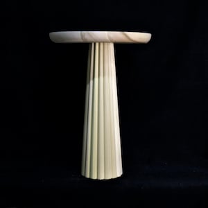 Ribbed Mushroom Coffee Table, Small Wood Side Sofa Table, Lover Gift For Living, Long and Slim Wood End Table, Elegant Coffee Table Set