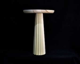 Ribbed Mushroom Coffee Table, Small Wood Side Sofa Table, Lover Gift For Living, Long and Slim Wood End Table, Elegant Coffee Table Set