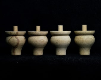 Juego de 4 estanterías rústicas de madera cruda con patas resistentes, muebles de madera, listos para pintar o teñir.