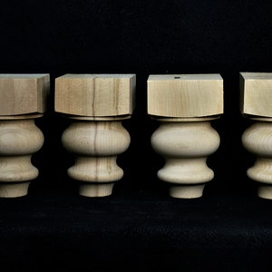 Set of 4 Farmhouse Sofa Handmade Unfinished Turned Legs Feet Furniture Hack Wood Ready to Paint or Stain legs