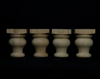 Set of 4 Bench Raw Woodturning Feet Legs Replacement For Chair Furniture and Upholstery Manufacturing or DIY
