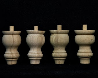 Juego de 4 patas de repuesto para sofá de estilo rústico. Todas las necesidades de muebles están hechas de madera cruda, listas para pintar o teñir.