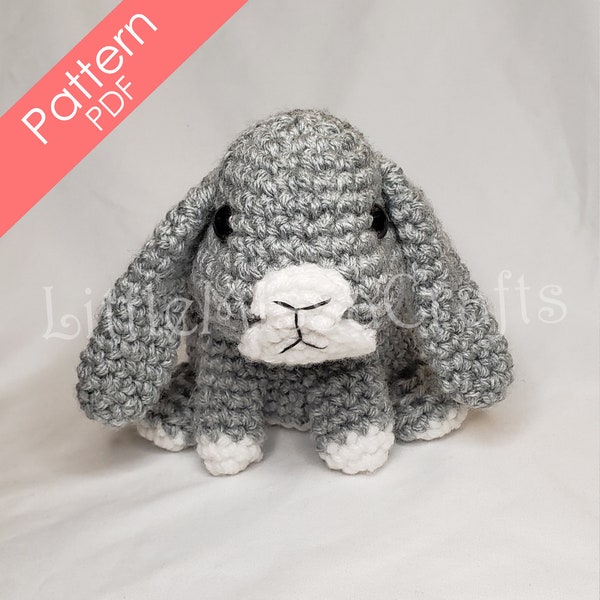 Crochet Pattern Bunny Rabbit Lop Plush Toy PDF