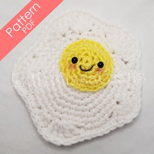 Crochet Pattern Fried Egg Plush Toy PDF