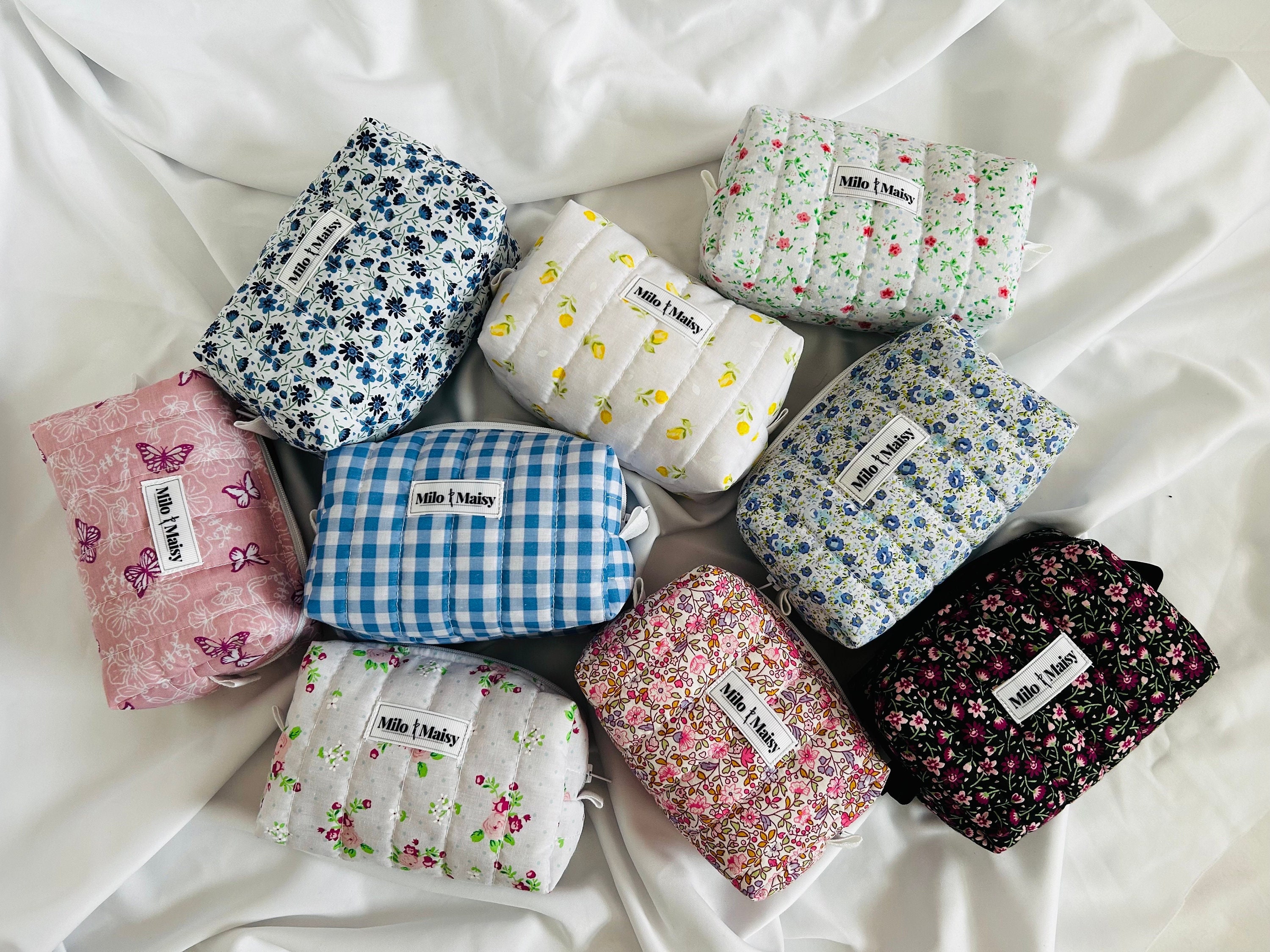 Mini Floral Boxy Cosmetic Bag Handmade With Lining Zipper Etsy