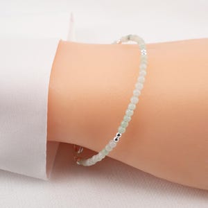 Dainty Jade Bracelet: 925 Sterling Silver, Gold Filled. Natural Tiny 2mm Burmese Jadeite Gemstones-in Green Shades. Handmade Beaded Bracelet