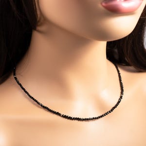 Dainty Black Tourmaline Necklace/Choker-Gold Filled or Sterling Silver Finish. Natural, Tiny 2mm Gemstone Beads. Delicate Jewelry for Women.
