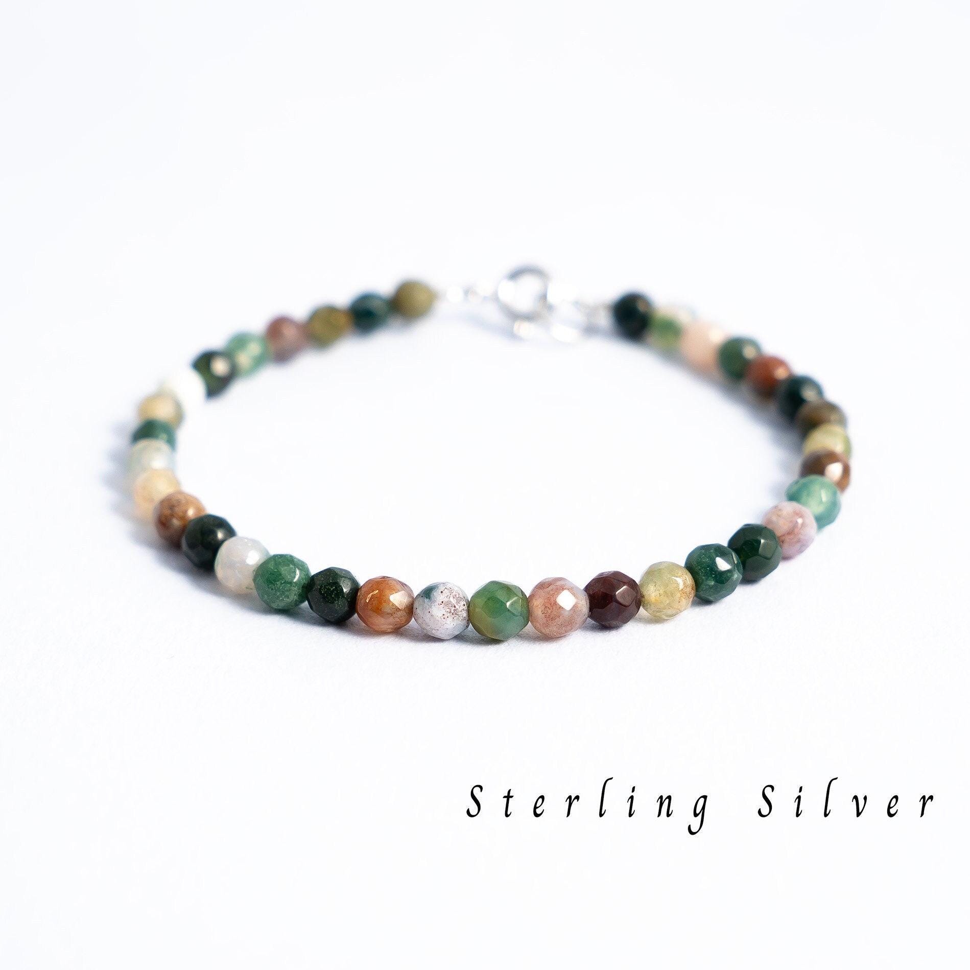 Zierliches Indisches Achat Edelstein Armband, Winziges Grün