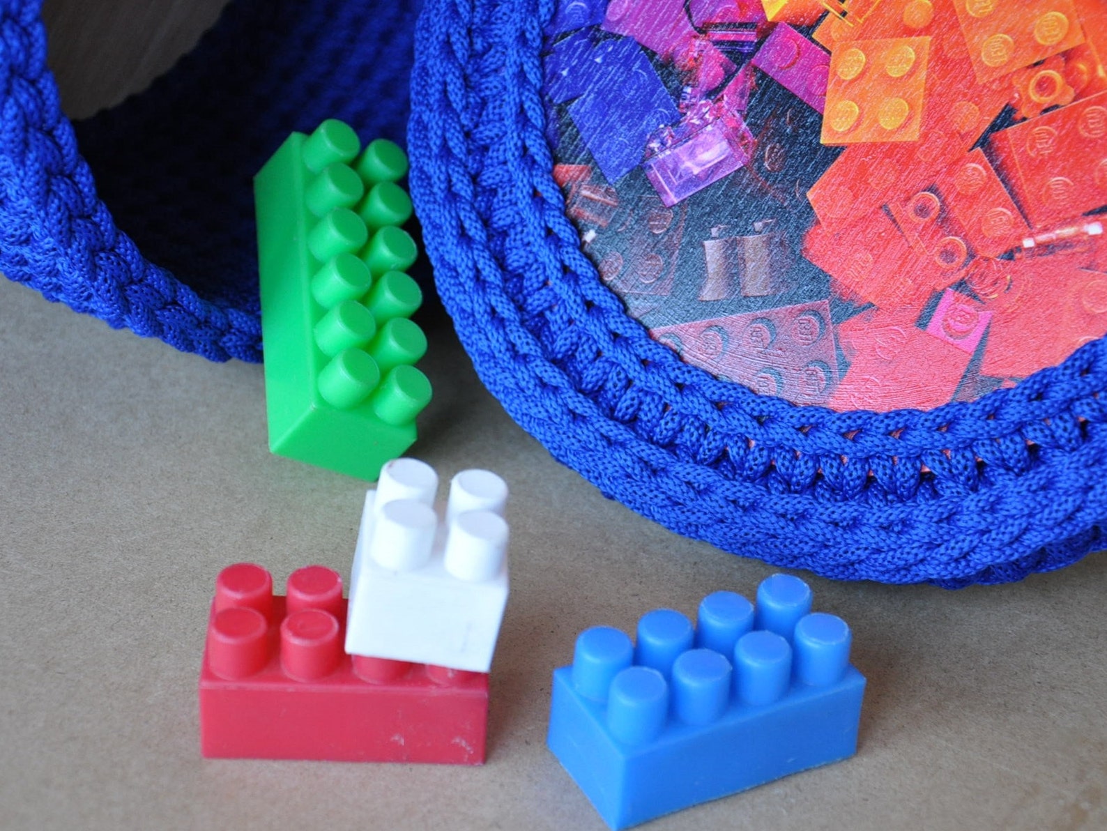 Storage basket with lid for kids room Lego storage Box for Etsy