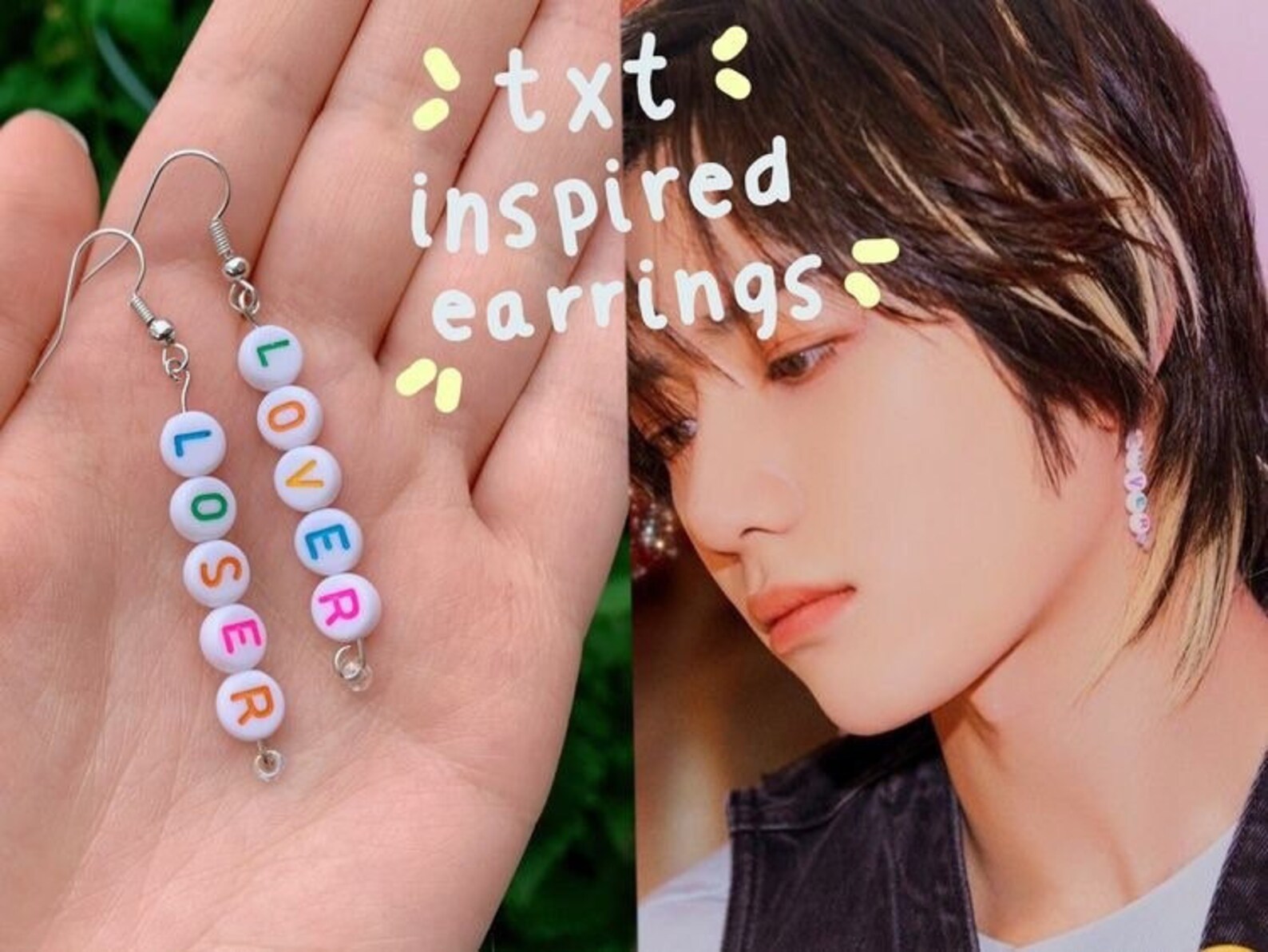 Tomorrow x Together Choi Beomgyu Inspired Loser Lover Earrings | Etsy