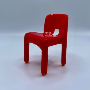 Silla de plástico universal Red Joe Colombo, minisilla, diseño de interiores, colección de sillas de diseño, volumen 5, n.º 5, miniatura