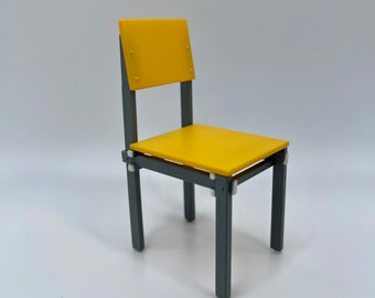 Miniature 1:12 Scale MCM Stoel Gerrit Thomas Rietveld Mini Chair Design Interior Collection Designer's Chair, Dollhouse Furniture