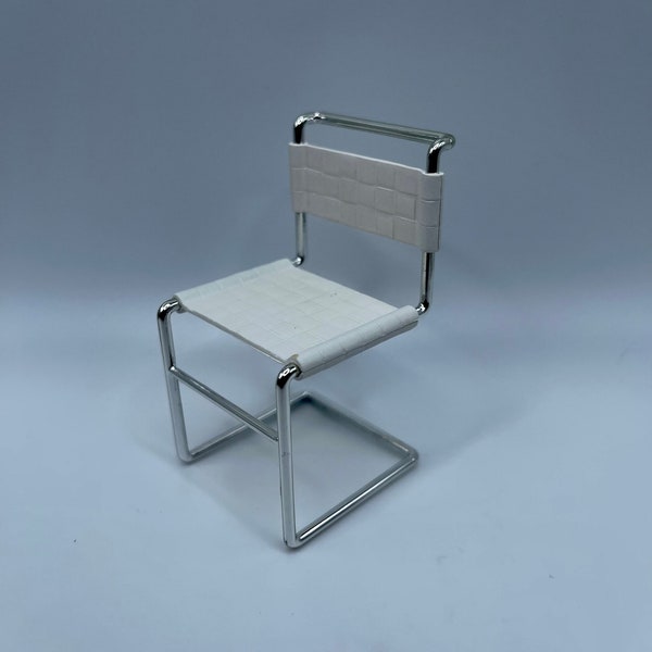 Miniature 1:12 Scale Stuhl W1 - Mart Stam, MCM Chair, Design Interior Collection Volume 5 No. 1 - Mid Century Modern, White Chair