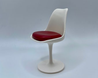 1:12 Scale Miniature Tulip Chair MCM Chair - Design Interior Collection Chair White and Red Tulip Chair - Mid Century Modern Mini