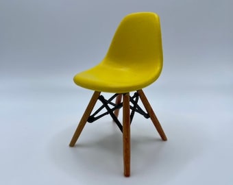 1:12 Scale Miniature Eiffel Tower Leg Chair - Design Interior Collection Volume 3  - Mini Mid Century Modern Chair, Yellow