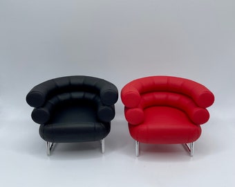 1:12 MCM Mini Chair Bibendum Stuhl Mid Century Modern MCM Sessel in Rot und Schwarz