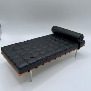 PRESALE 1:12 Scale Day Bed, Black Miniature Dollhouse Day Bed Lounge, Mid Century Modern Miniature Furniture