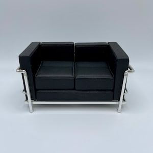 1:12 Scale Le Corbusier Sofa Black, White Design Interior Collection Limited Edition No. 2 Le Corbusier Mini Mid Century Miniature