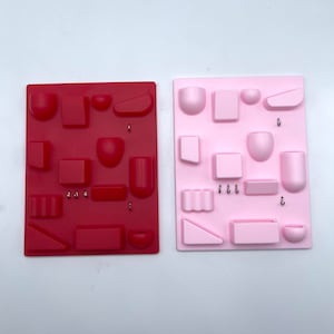 1:6 Scale Miniature MCM Wall Organizer, Red, Pink, Green, White Mid Century Modern - Famous Design, Organizational Furniture, Danish Design