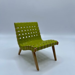 PRESALE - Miniature 1:12 Scale Risom Lounge Chair Designer's Chair Volume 5 No.6 Miniature Green MCM Woven Style Chair