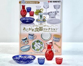 1:6 Scale Re-ment Japanese Miniature Set, Set #3, Kiriko, Glasses, Bowl, Vase