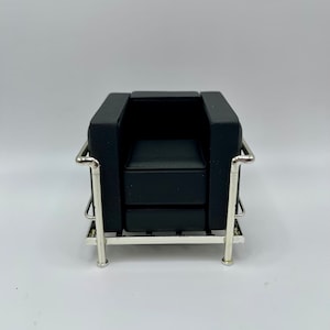 1:12 Scale Le Corbusier LC2 Petit Modele Armchair Miniature Chair, Mid Century Modern MCM Design, Doll House Armchair