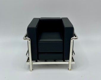 1:12 Scale Le Corbusier LC2 Petit Modele Armchair Miniature Chair, Mid Century Modern MCM Design, Doll House Armchair