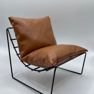 1:6 Scale Miniature MCM Style Accent Chair - Brown Cushions Mini Chair, Dollhouse Decor