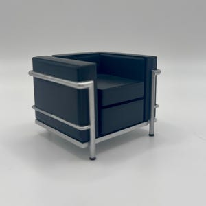 1:24 Scale Miniature Armchair, Tiny Dollhouse Furniture, Capsule Toy Miniature, Doll Furniture, Living Room, Mid Century Modern, Black