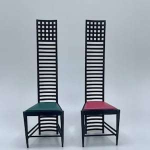 1:12 Scale Miniature MCM Chair Mid Century Modern, High Back Style Chair, Dollhouse Furniture,  Italy 1960s Design, Doll Chair