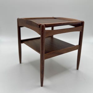 1:6 Scale Miniature Coffee Table, Side Table, Wooden Table, MCM Mid Century Modern Style - Brown and Beige