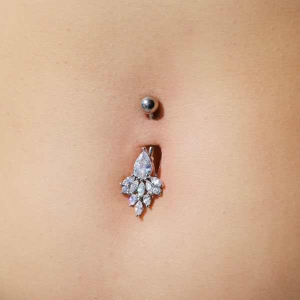 Diamond Belly Ring, Navel Ring, Belly Jewelry, Navel Piercing Jewelry
