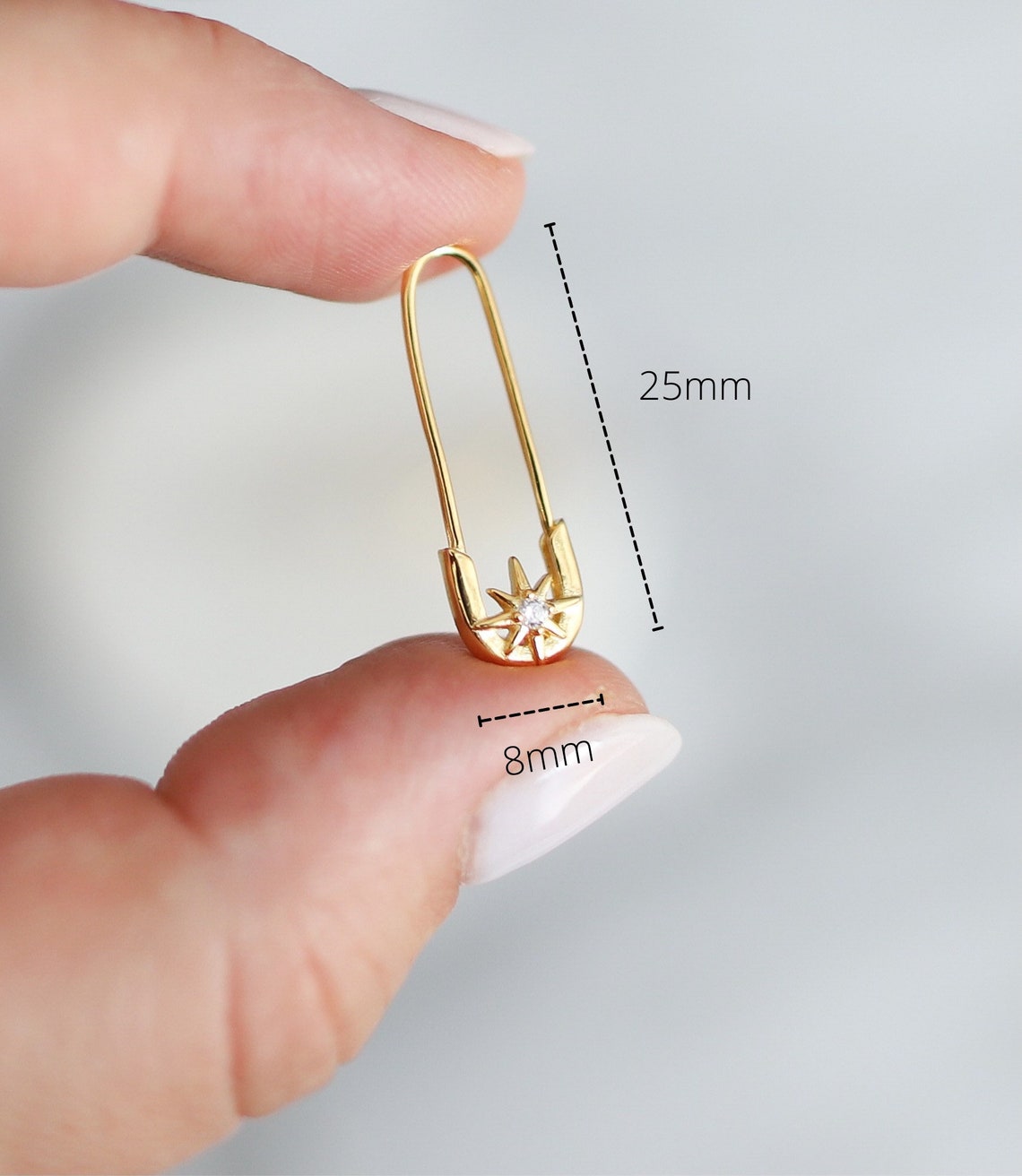 Diamond Safety Pin Earrings 18K Gold Safety Pin Earrings or Etsy