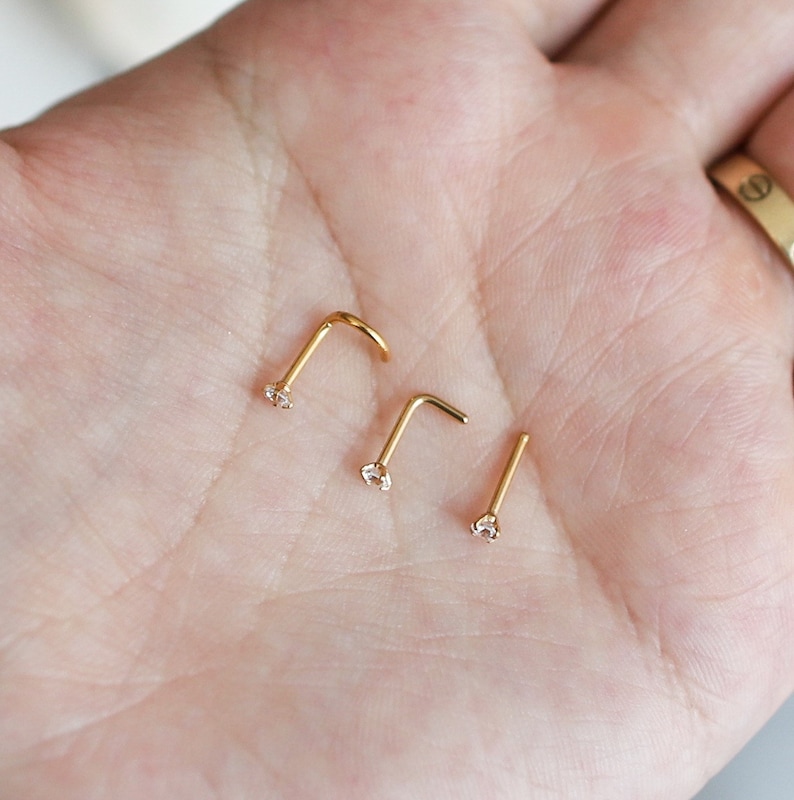 Diamond Nose Screw Nose Stud Lshape Nose Stud Nose Bone Etsy