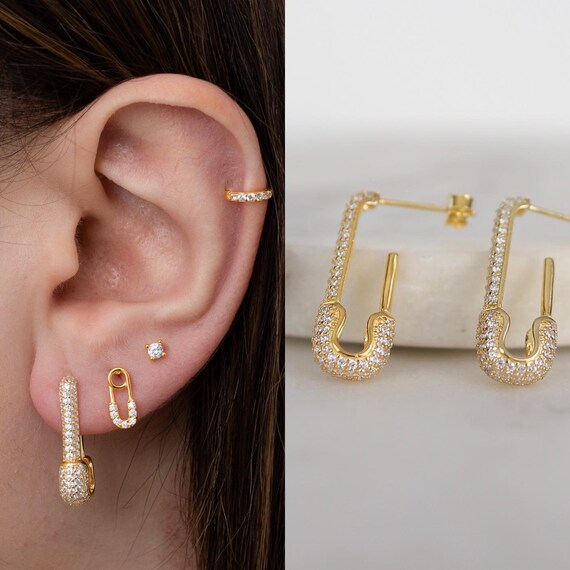 Diamond paper clip best sale earrings