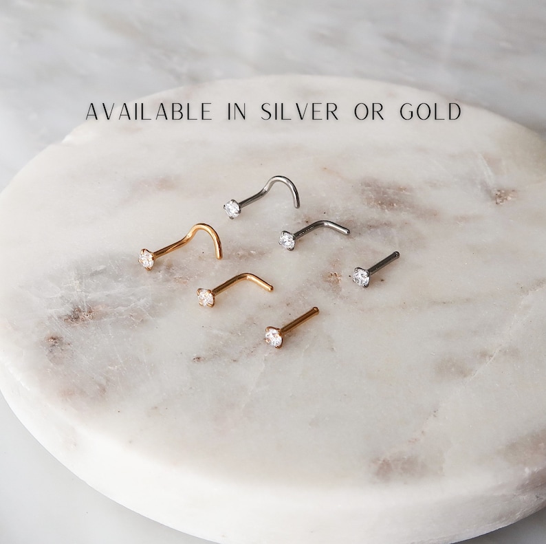 Diamond Nose Screw Nose Stud Lshape Nose Stud Nose Bone Etsy