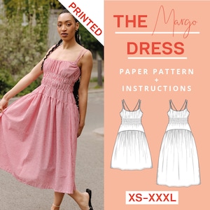 Sommerkleid Papierschnittmuster xs-xxxl Midikleid Gesmockt mit Nähanleitung für Nähanfänger Spaghettiträger Rückenfrei Rüschen und Raffungen