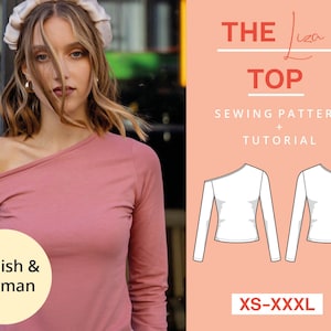 Asymmetric Top Sewing Pattern PDF Jersey top pattern | XS-XXXL | Instant Download | Sewing Beginner | Easy and modern | With video tutorial