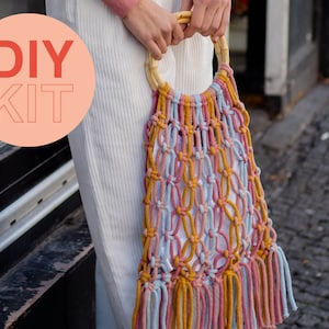 Macramé DIY kit to make your own bag, market bag, net bag | macramé box, macramé set, diy kit, starter kit | beginner, video tutorial