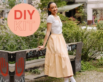 DIY Sewing Kit tiered skirt A line with elastic waist | XS-XXXL | Sewing box, Sewing kit, diy kit| Easy | With video tutorial German English