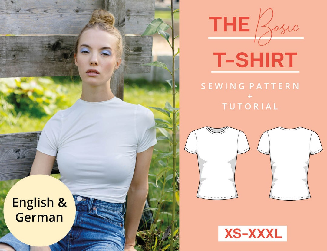 Basic Slim Fit T-shirt Sewing Pattern PDF Jersey Shirt | XS-XXXL ...