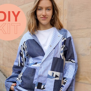 DIY Set Patchwork Kimono Jacket Sewing | XS-XL | Sewing box, sewing set, diy kit, sewing package | For beginners with video tutorial German and English