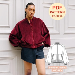 Bomber Jacket Pattern Ladies PDF Instant Download XS-XXXL Easy Jacket Pattern for Advanced Sewing Beginners with Video Tutorial
