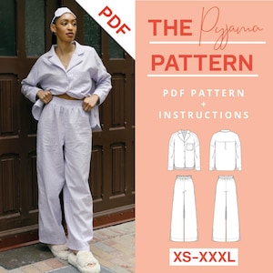 Pyjama Sewing Pattern PDF | xs-xxxl | Instant Download | Pajama pattern | Sewing tutorial | A4 US Letter Pants Blouse Sleep Mask