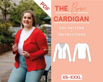 Cardigan Schnittmuster PDF | xs-xxxl | A4 & US Letter | Nähanleitung Jäckchen Strickjacke Jacke Damen Einfach Langarm