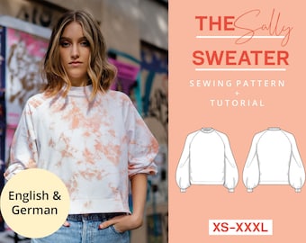 Sweater Sewing Pattern PDF Sweatshirt Pullover  | XS-XXXL | Download | Beginner friendly sweatshirt | Easy and modern with video tutorial